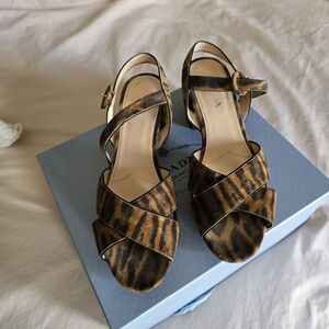 Prada Women's Brown Leopard Sandals